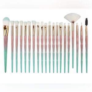 20pc Metallic Ombré Geometric Makeup Brush Set High Quality